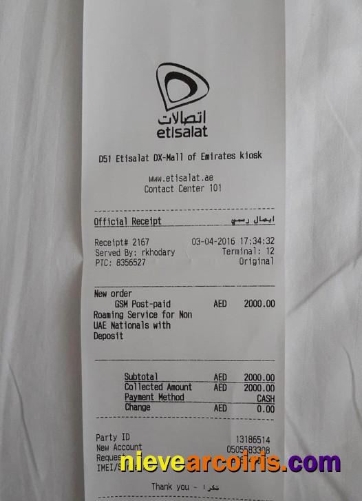 Etisalat group payment receipt